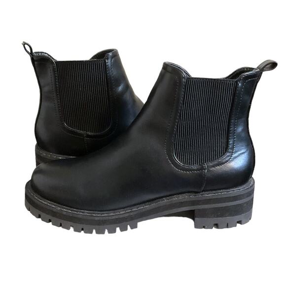 Shein Boots Women's Platform Sz 6.5M Black Ankle Side Zip Chunkly Rubber Sole - Picture 14 of 16